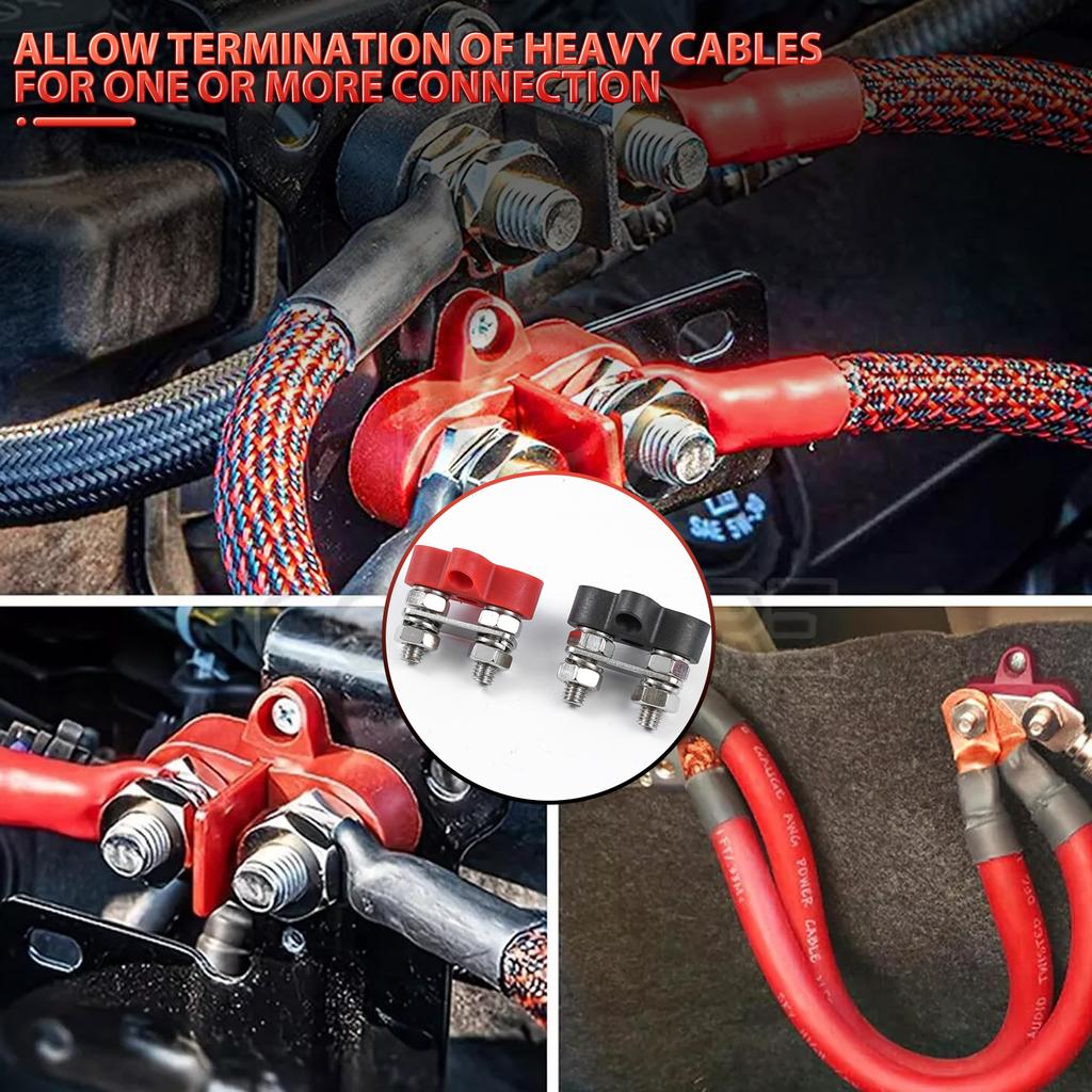 2Pcs Terminal Block Studs M8 48V Junction Block Bus Bar Insulated Dual Power Distribution Stud Positive Negative RV for Auto Car