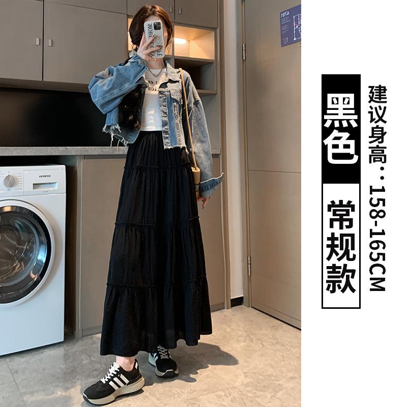 White skirt women's spring and summer new high-waisted A-word thin pleated long skirt umbrella skirt small cake skirt