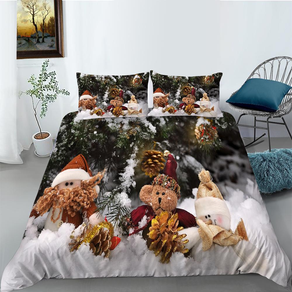 Рождественский комплект пододеяльников Twin Full Queen King Size 3D-принт снеговик — фото 17