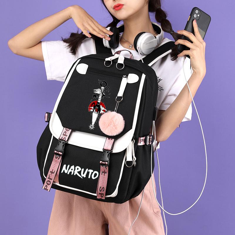 Anime Naruto Ryggsäck Canvas Bokväska Back To School Väska för flicka Pojke Tonåring Skolväska Ryggsäck Herr Dam Fritid Resväska