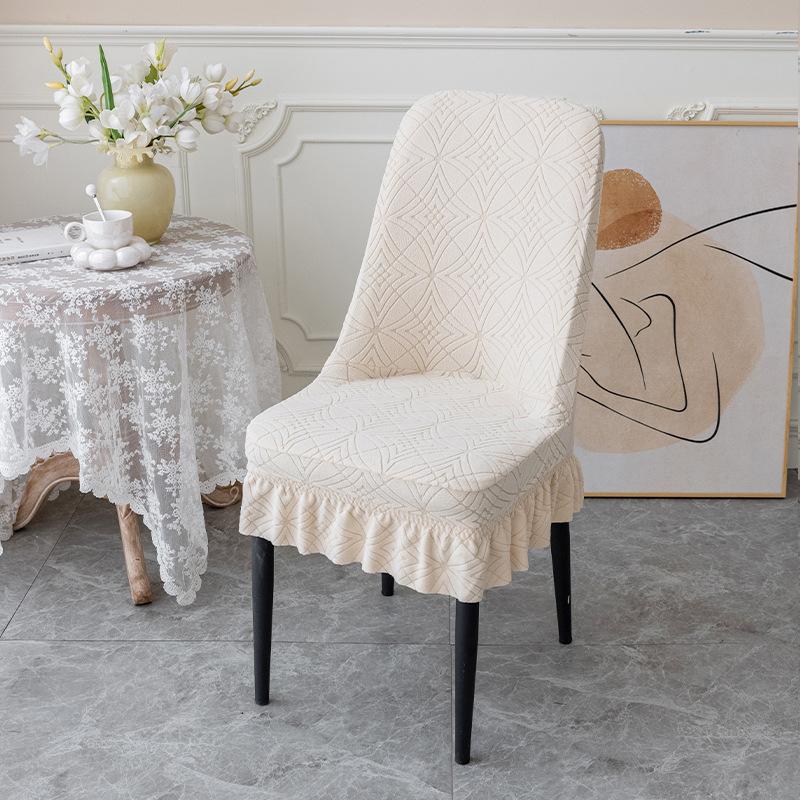 Thickened Fleece Chair Cover One-piece Chair Cover Elastic Dining Chair Covers Jacquard Seat Cover for Hotel Restaurant Home