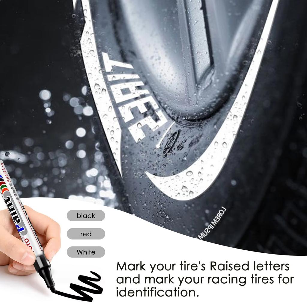 White Waterproof Cars Wheel Tire Oily Mark Pen Auto Rubber Tyre Paint Pen Cd Metal Permanent Paint Marker Graffiti Touch Up Touchup Paint2