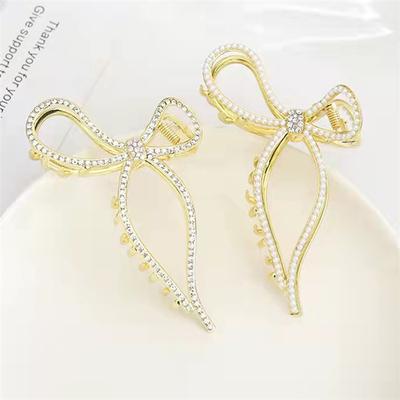 French Girl Hair Accessories Stylish With Rhinestone Hair Claw Bow Hair Claws for Womens