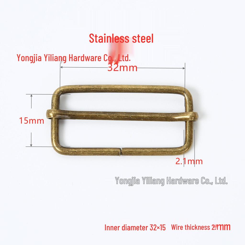 Stainless Steel Adjustable D-Ring Buckle - Copper Three-Speed Wire Pull Design