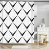 3D Printing Line Art Pattern Waterproof Bathroom Shower Curtains Black And White Home Decoration Wall Screen Bath Curtains