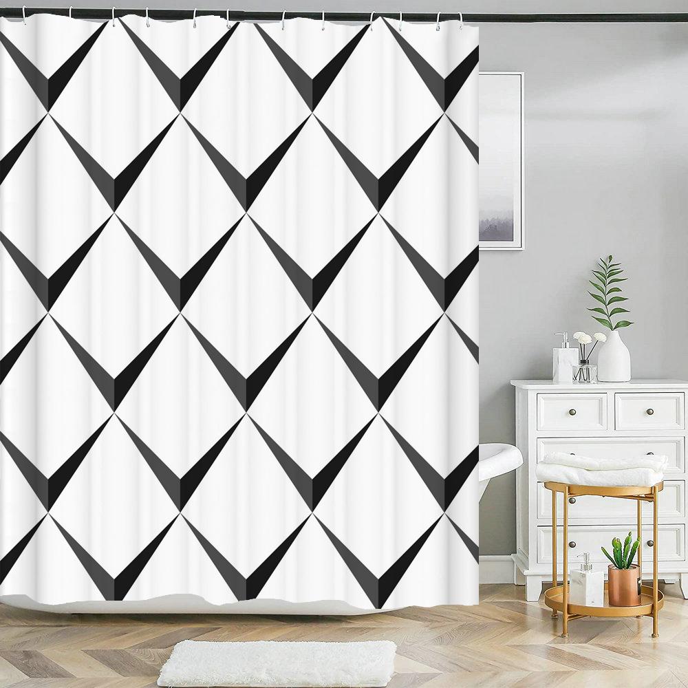3D Printing Line Art Pattern Waterproof Bathroom Shower Curtains Black And White Home Decoration Wall Screen Bath Curtains