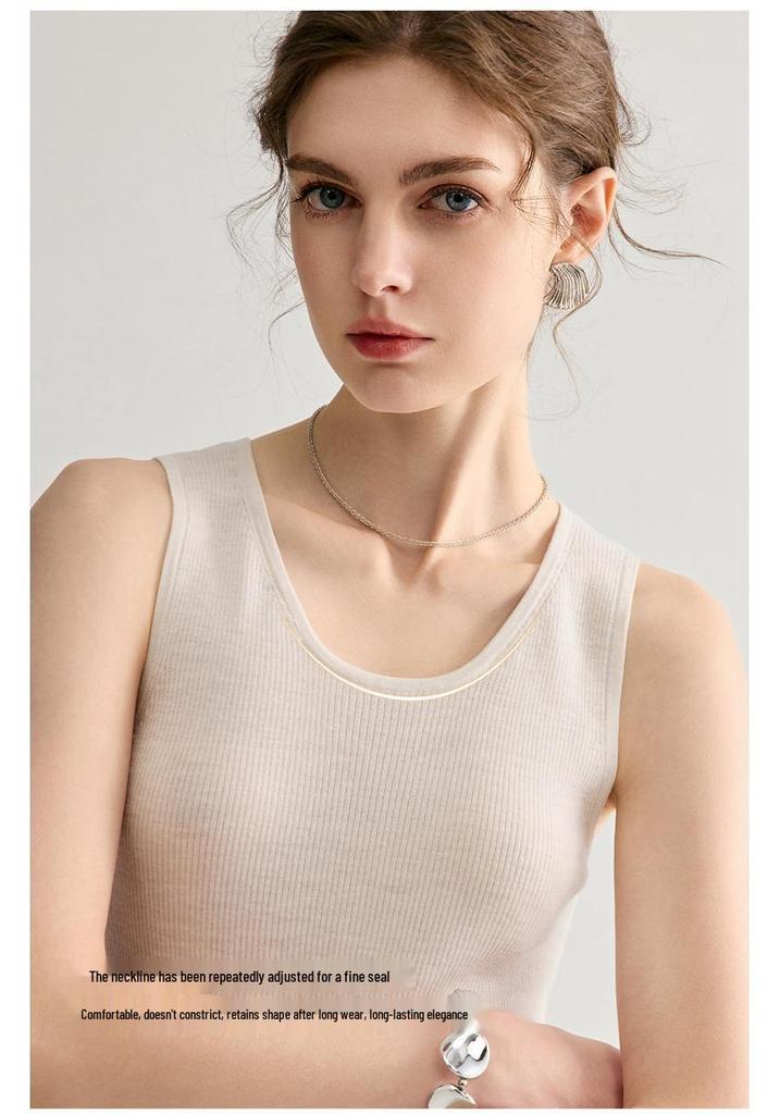 German Yangzi Wool-Blend Slim Knit Vest Round Neck Thin Camisole Base Layer Shirt