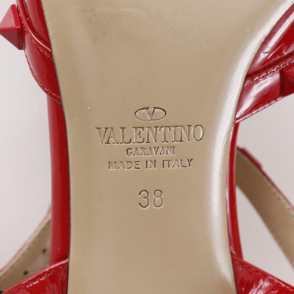VALENTINO GARAVANI Rock studs pumps ankle stripe Red Patent leather Women Used