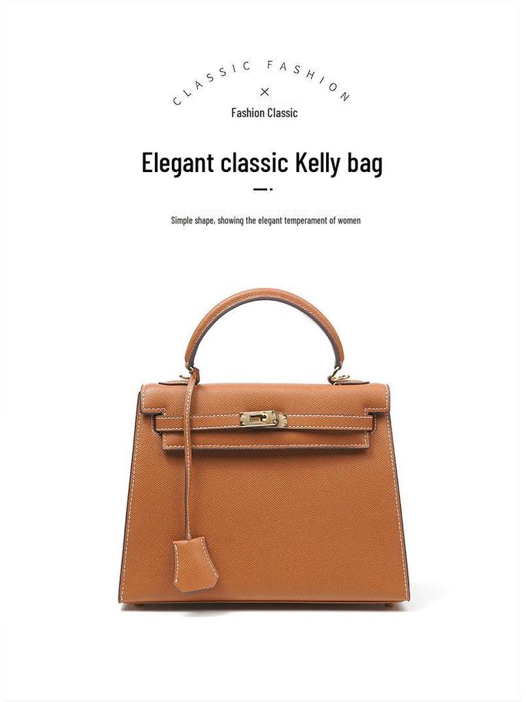 Kelly Bag Genuine Leather Women's Luxury Handbag - 2025 Autumn/Winter Collection: Elegant Shoulder Bag for Commute and High-End Style.