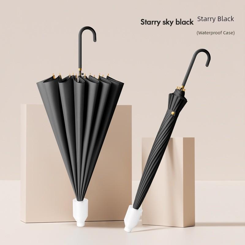 INS Japanese Style Fresh Long Handle 16K Automatic Belt Waterproof Cover Vinyl Sun Protective Straight Handle Women's Golf Umbrella