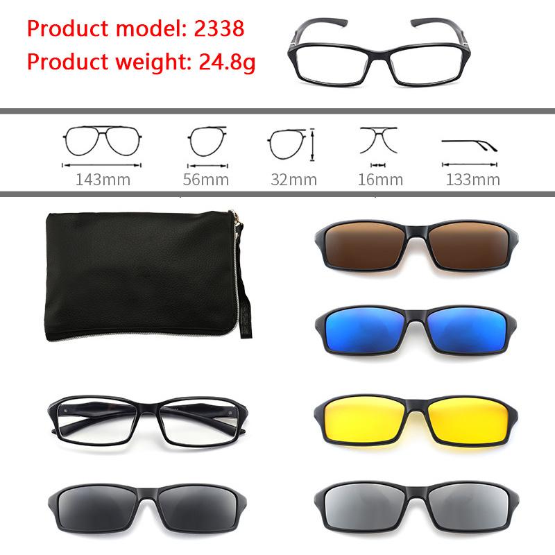 6 In 1 Polarized Sunglasses Men Women Magnetic Clip On Glasses  Optical Prescription Eyeglass Frames Magnet Clips