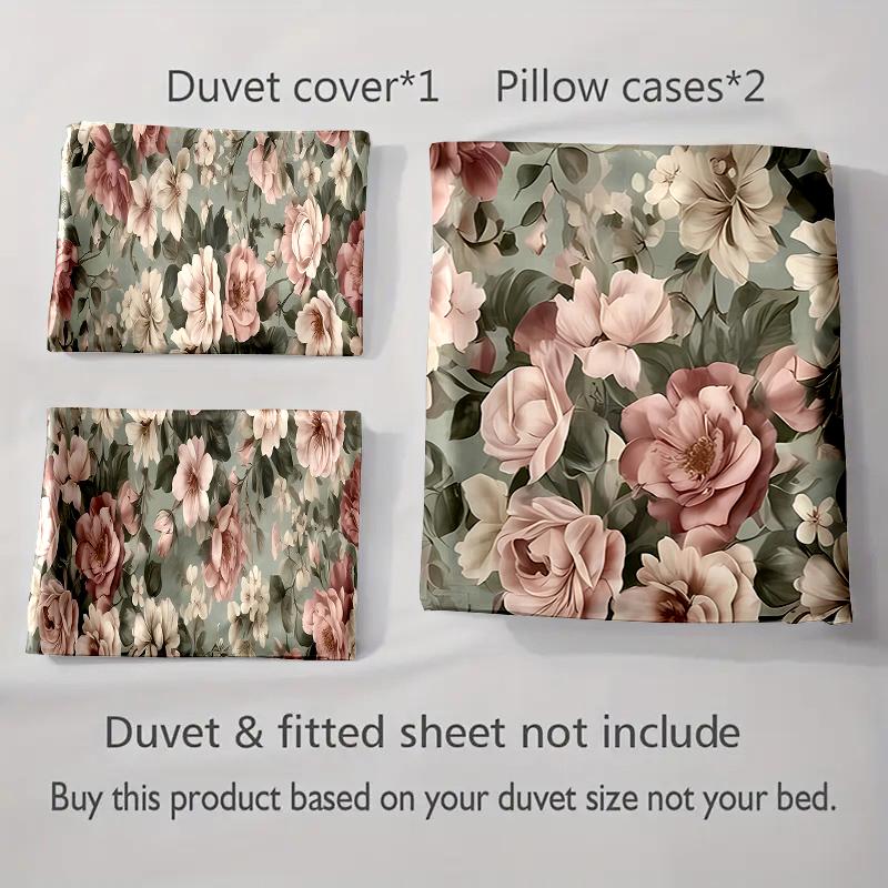 Floral rose pattern. Bedding Duvet cover sets Duvet covers Pillowcases gifts (1 * Duvet Cover 2 * Pillowcases, without duvet insert)