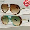 1/2 Pcs Vintage Pilot Sunglasses Fashion Double Bridge Gradient Multi-color Casual Shades Women Trendy Luxury Design Sun Glasses