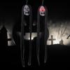 Hanging Skull Halloween Indoor Decoration Spooky Glowing Long Hair Skull Festival Glowing Skull  Room Decors 6PCS