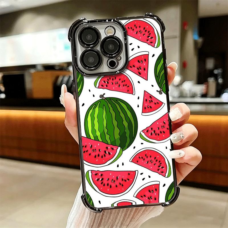 Watermelon Summer Fruit Soft Phone Case For iPhone 15 16 17 Air 14 Pro Max 16E Plus 13 12 Mini Plating Anti-Fall Fundas