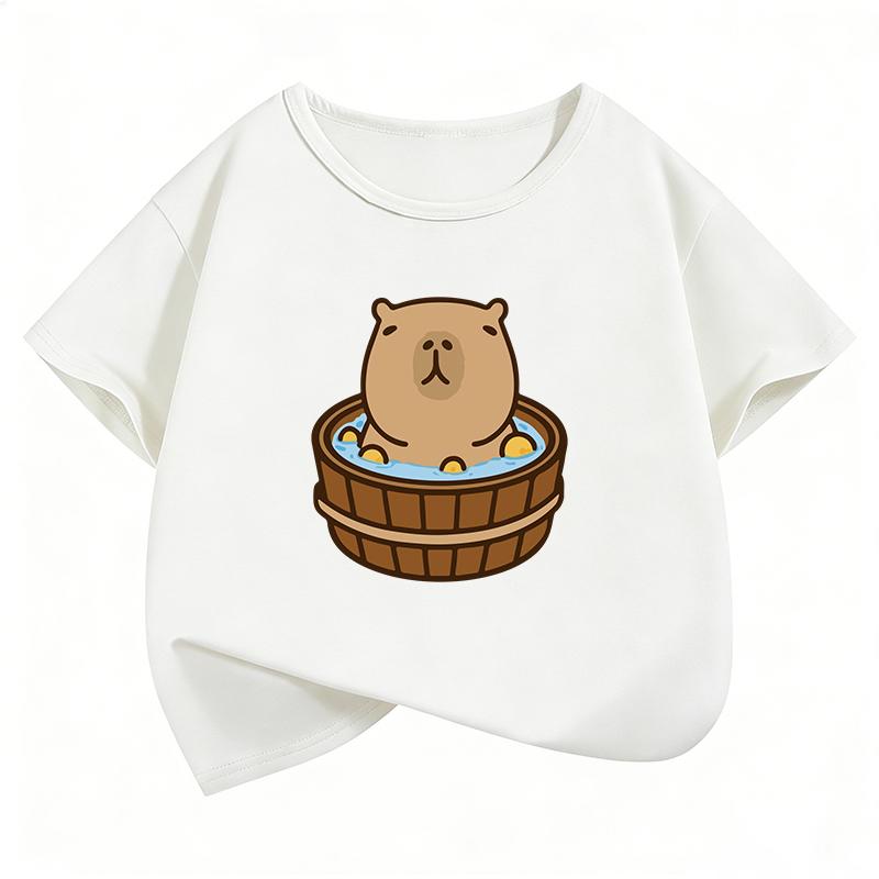 Kawaii Capybara Design TShirt Printed T Shirt Girls Summer Clothes Short Sleeve Tops TShirts Cute Girls Clothing