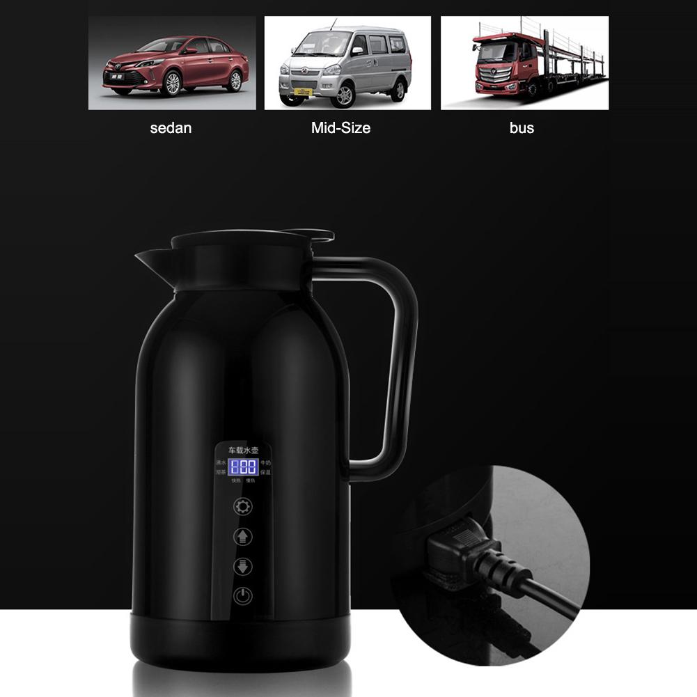 Car Portable Hot Kettle 1300ML Portable Insulated Kettles Temperature Control LCD Display 304 Stainless Steel for Vehicle Travel