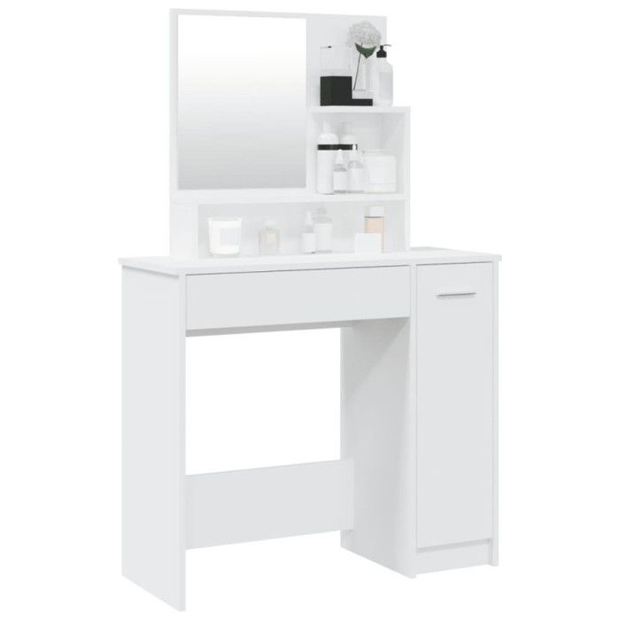VidaXL Dressing Table with Mirror White 86.5x35x136 Cm 802957