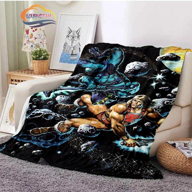 Science fiction adventure cartoon Masters of the Universe Cashmere Blanket 3D Printed He-Man Cartoon Flannel Bedspread camping