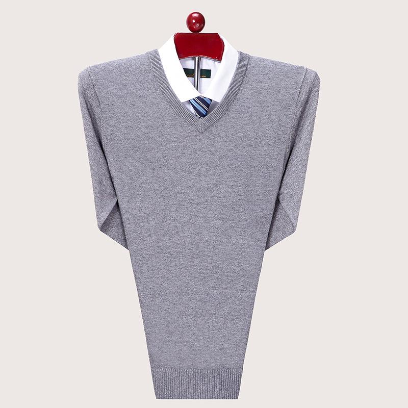 Men's V-Neck Winter Knit Sweater - Middle-Aged Thick & Warm Pullover