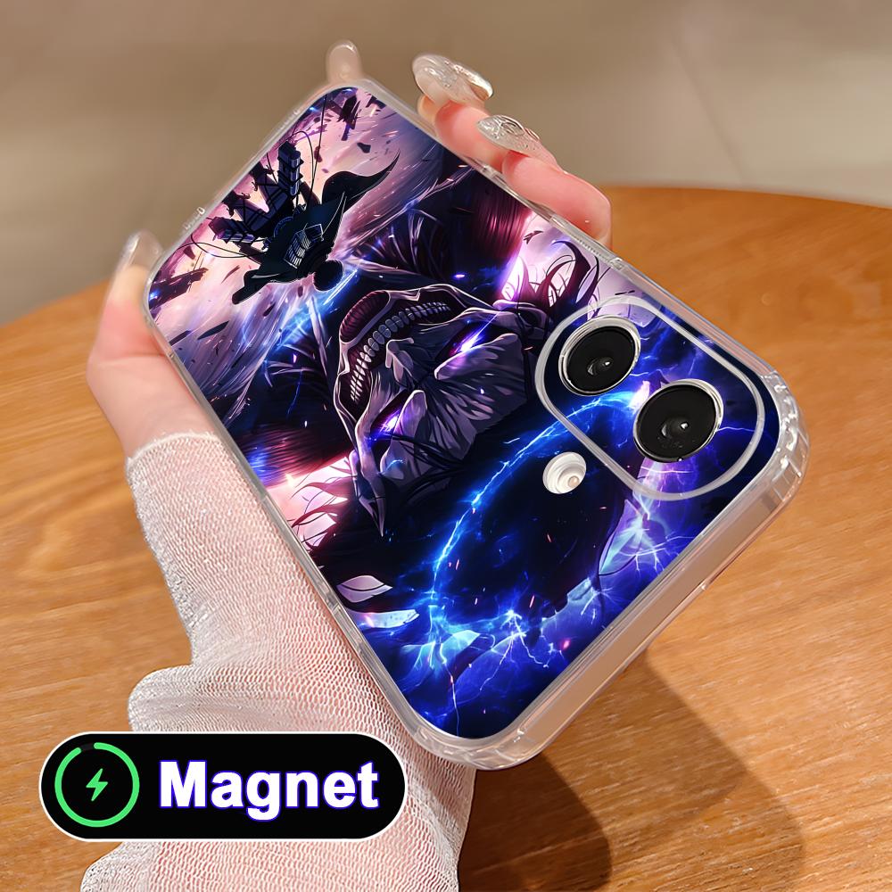 AOT Eren Yeager Clear TPU Magsafe Mobile Phone Case for iPhone 17 16 15 14 13 12 11 Air Pro Max Plus Mini Colorful Cover