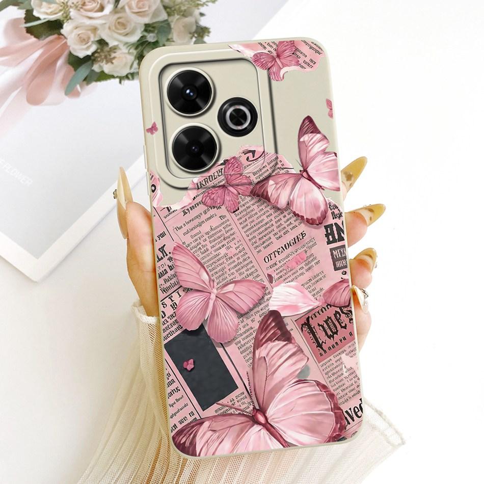 For Xiaomi Redmi 13X Cute Cat Flower Cartoon Phone Case For Redmi 13X Shockproof Soft Silicone Covers Bumpers