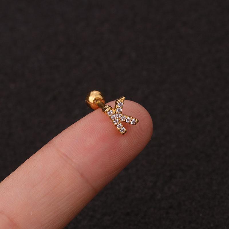 Trendy 26 Letters Tragus Cartilage Earring Women Exquisite Tiny Initial Alphabet Name Helix Earring Piercing Jewelry Gift