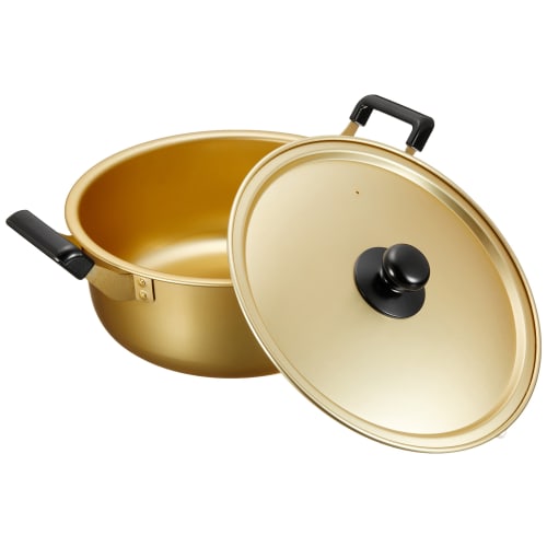 Pearl Metal Cookall WH-1781 Gold Large 26cm Aluminum Cookware Pot with Lid, for Gas Stoves Only