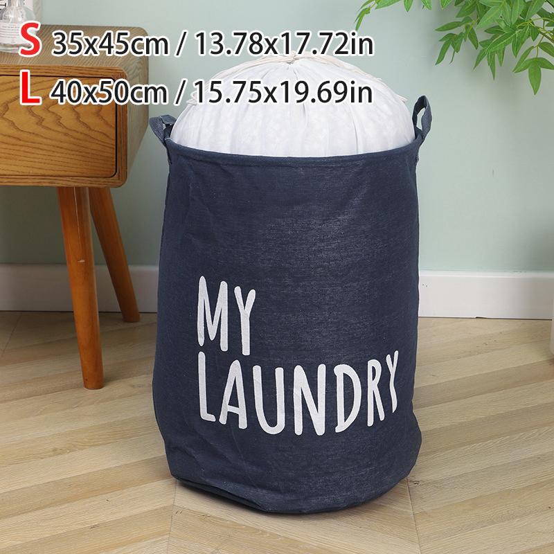 Foldable Dirty Clothes Basket Bundle Mouth Cotton Linen Cylindrical Type High Capacity Clothing Storage Moving Bag Waterproof