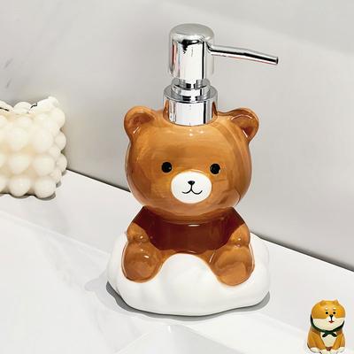 340ml Soap Dispenser Cloud Bear Hand Sanitizer Bottle Ceramic Press Bottle Bathroom Shampoo Shower Gel Bathroom Accessories