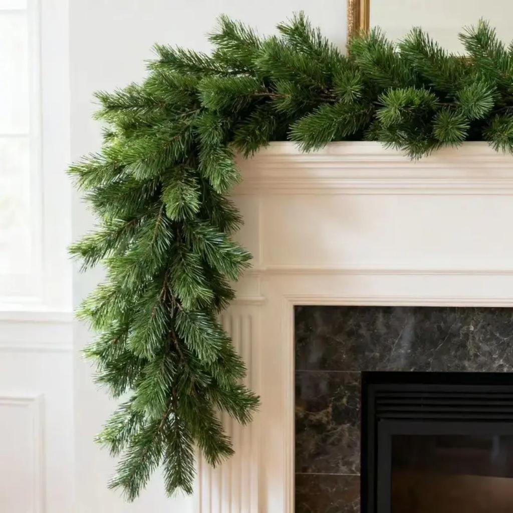 Artificial Christmas Pine Tree Garland Winter Decorations, Holiday Christmas Decorations, Mantel Decorations, Porch Fences