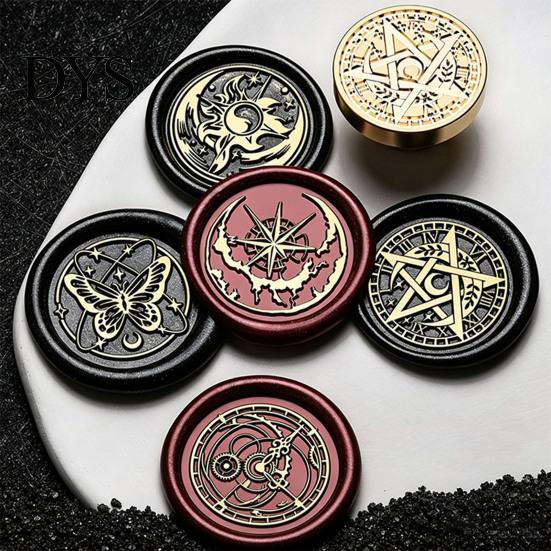 Envelope Sealing Stamp Brass Wax Seal Head, Vintage European Embossed Relief Engraved Gift Package Head for Wedding Invitation Journal Wrapping