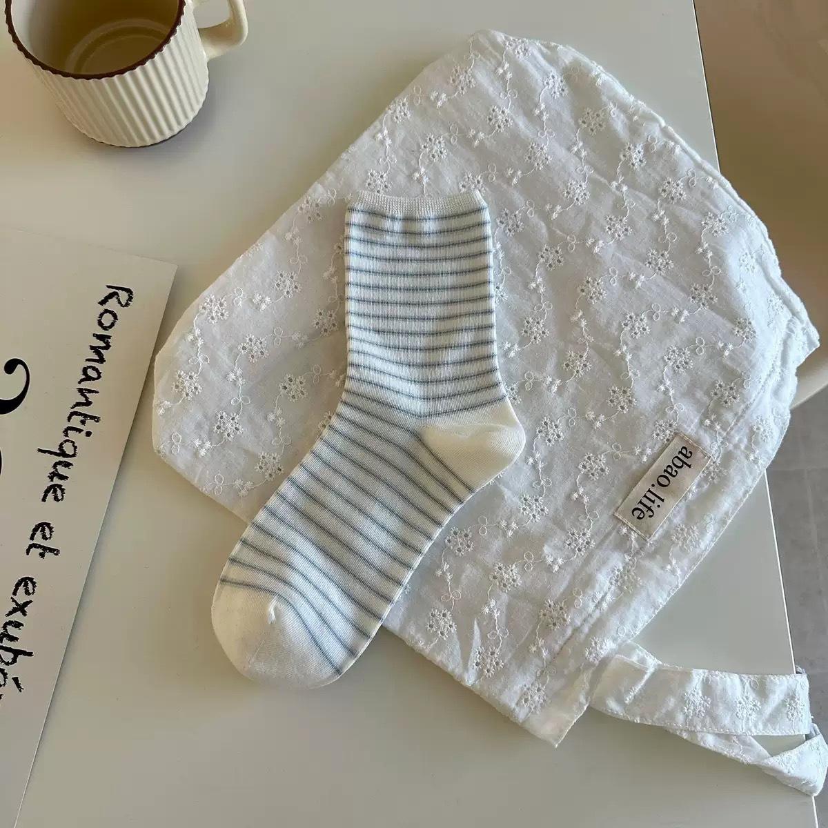 Bow Socks Women S Mid-Tube Socks Spring And Autumn Cotton Socks Girl Cute White Ballet Style Spring Stockings