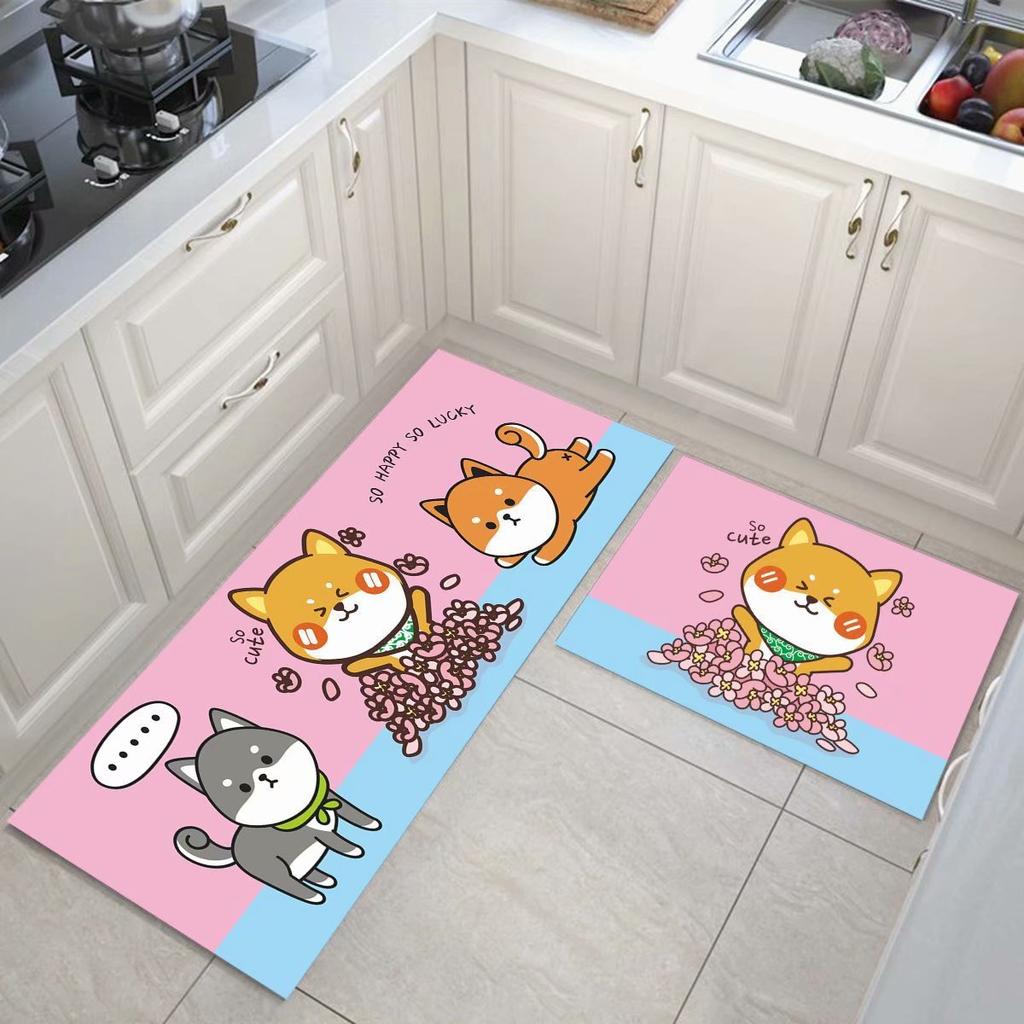 Cartoon Kitchen Floor Mat, Water-Absorbing And Oil-Absorbing Diatom Mud Floor Mat, Wear-Resistant And Dirt-Resistant L-Shaped Floor Mat, Anti-Skid Ma