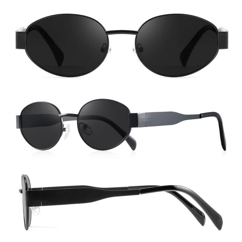 Y2K Oval Sunglasses Women Fashion Metal Small Round Glasses UV400 Protection Beach Accessories Female Shades