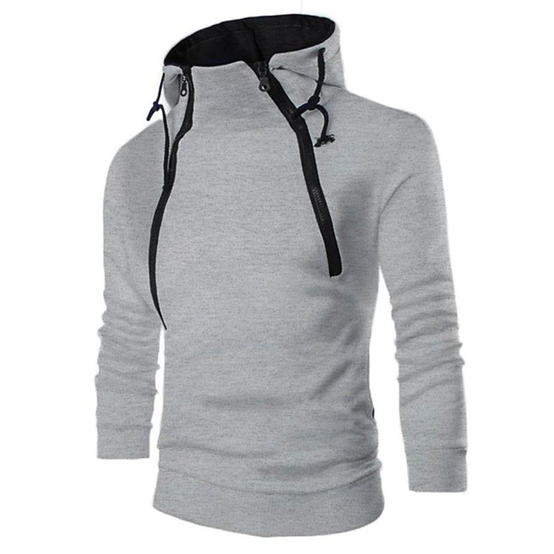 Pánské mikiny s mikinami s dlouhým rukávem pro muže Svetr s kapucí na zip Pánská mikina s vysokým výstřihem Top bunda Kabát Černý svetr