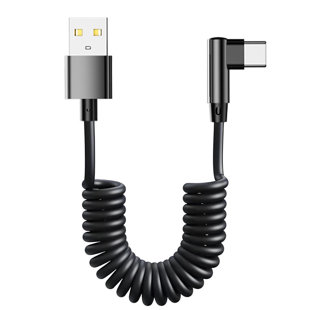 120W Spring Retractable Type-C Data Cable, 6A Fast Charging for Apple and Huawei, Suitable for Cars.