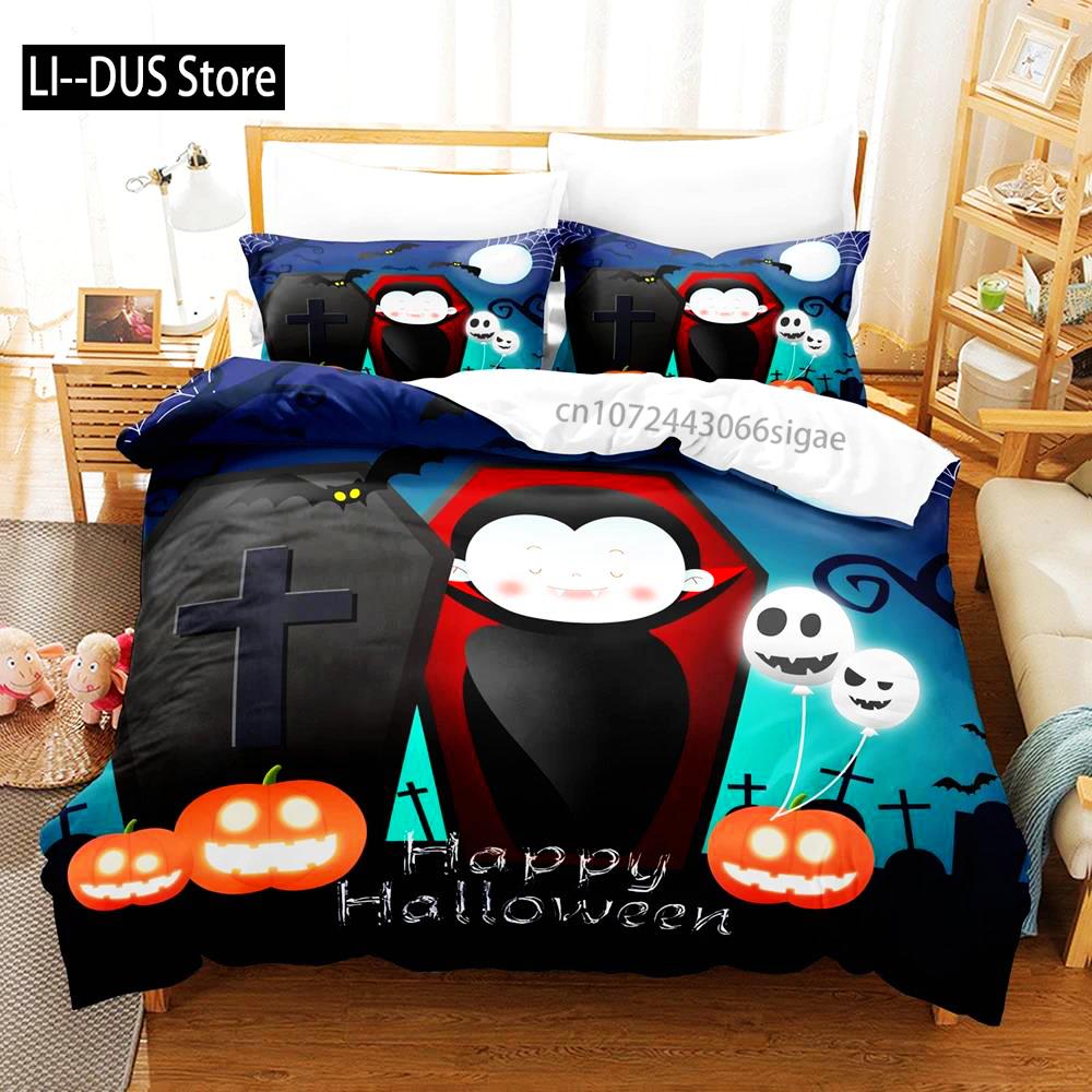 

Happy Halloween Bedding Set 3D Printing Pumpkin Ghost (No Core)Suitable For Bedroom Duvet Cover Set Gift Holiday Halloween Decor 135x200cm