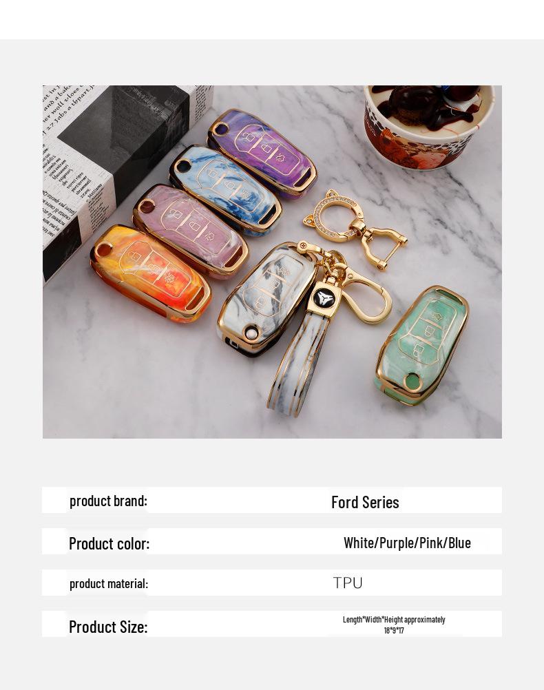 Guochao TPU Key Case for Ford: Fits Focus, Escort, Mondeo, Edge, and Ecosport