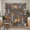 Renaiss Rustic Cabin Shower Curtain Brown Woodland Farmhouse Bath Curtain Hunting Deer Bear Elk Forest Wild Safair Bathroom Decor Animal Shower