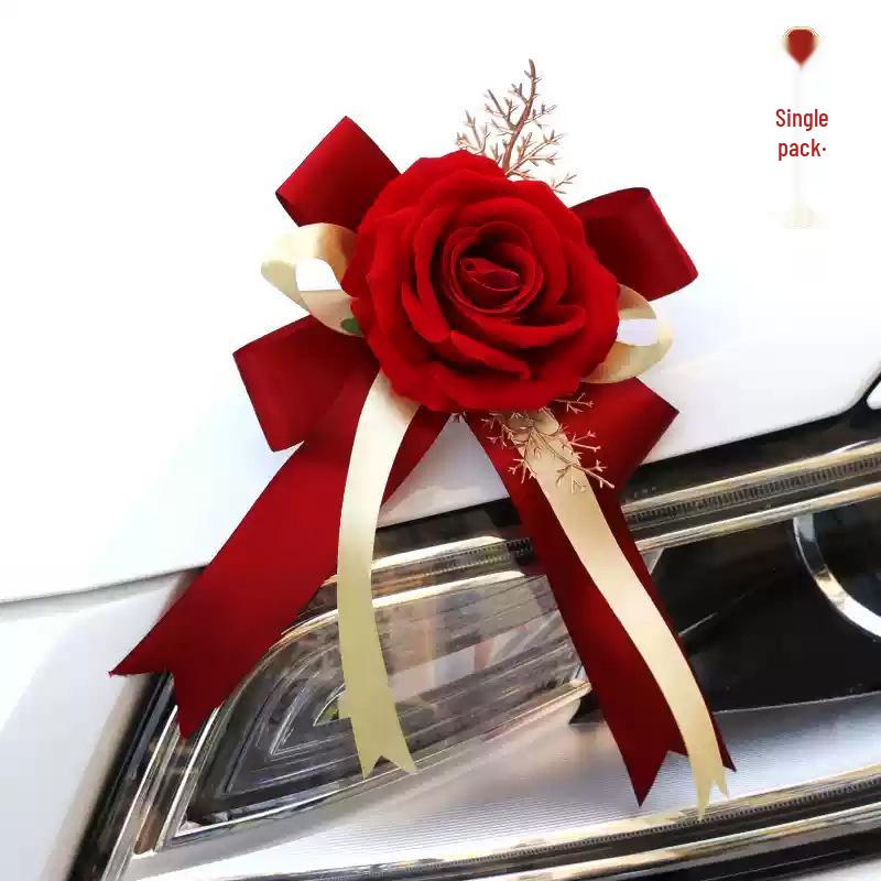 Набор украшений из цветов и лент для свадебной машины для дверных ручек и праздничной колонны