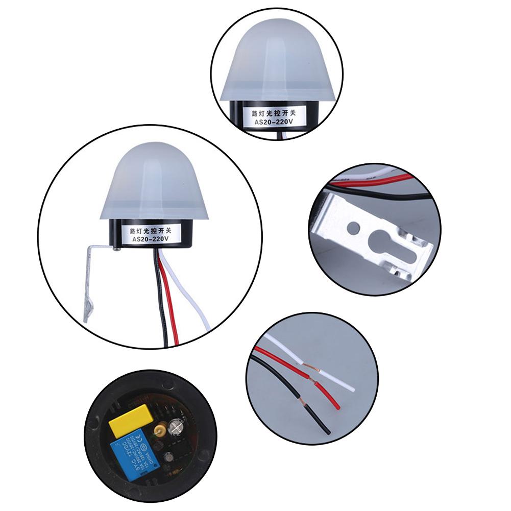 Automatic Light Control Switch Voltage Compatibility Automatic On Off White Photocell Sensor Long Service Life