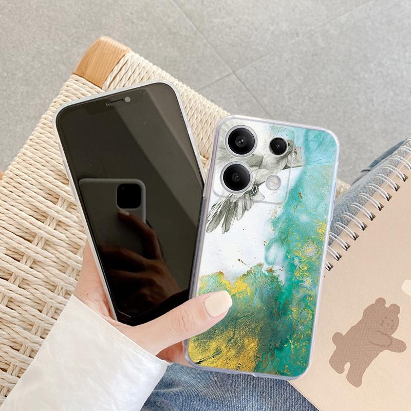 Marble Patterned Soft Silicone Clear Case For iPhone 11 12 13 14 15 Samsung A55 A54 A34 A15 S24 M35 Xiaomi Redmi Note 13 Pro Poco Shockproof Cover