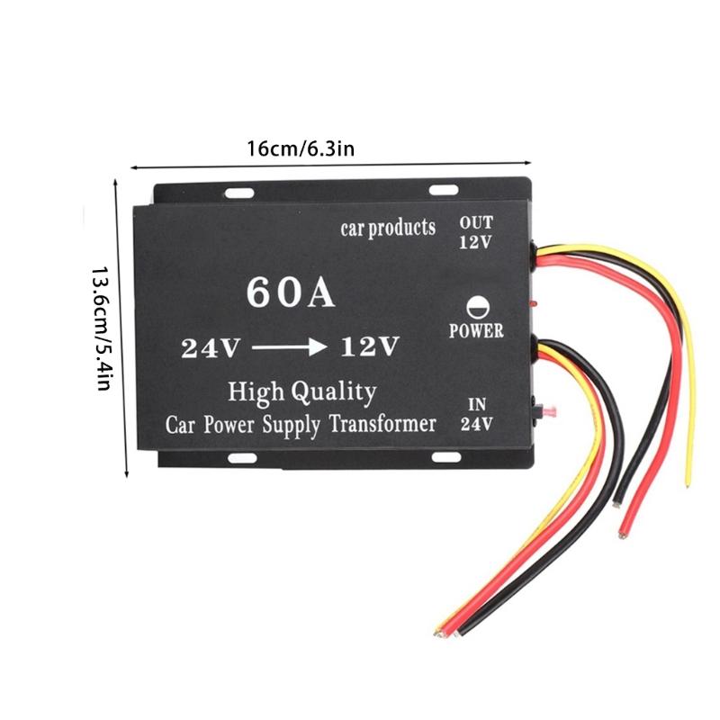 High Power Bus Voltage Reducer 24V To 12V with Memory Step Down Converter 60A Power Supply Adapter Automatic Protections