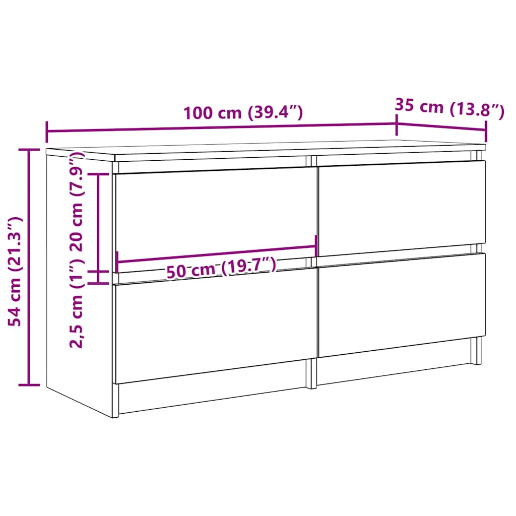 TV Cabinet Artisan Oak 100 x 35 x 54 cm Particleboard