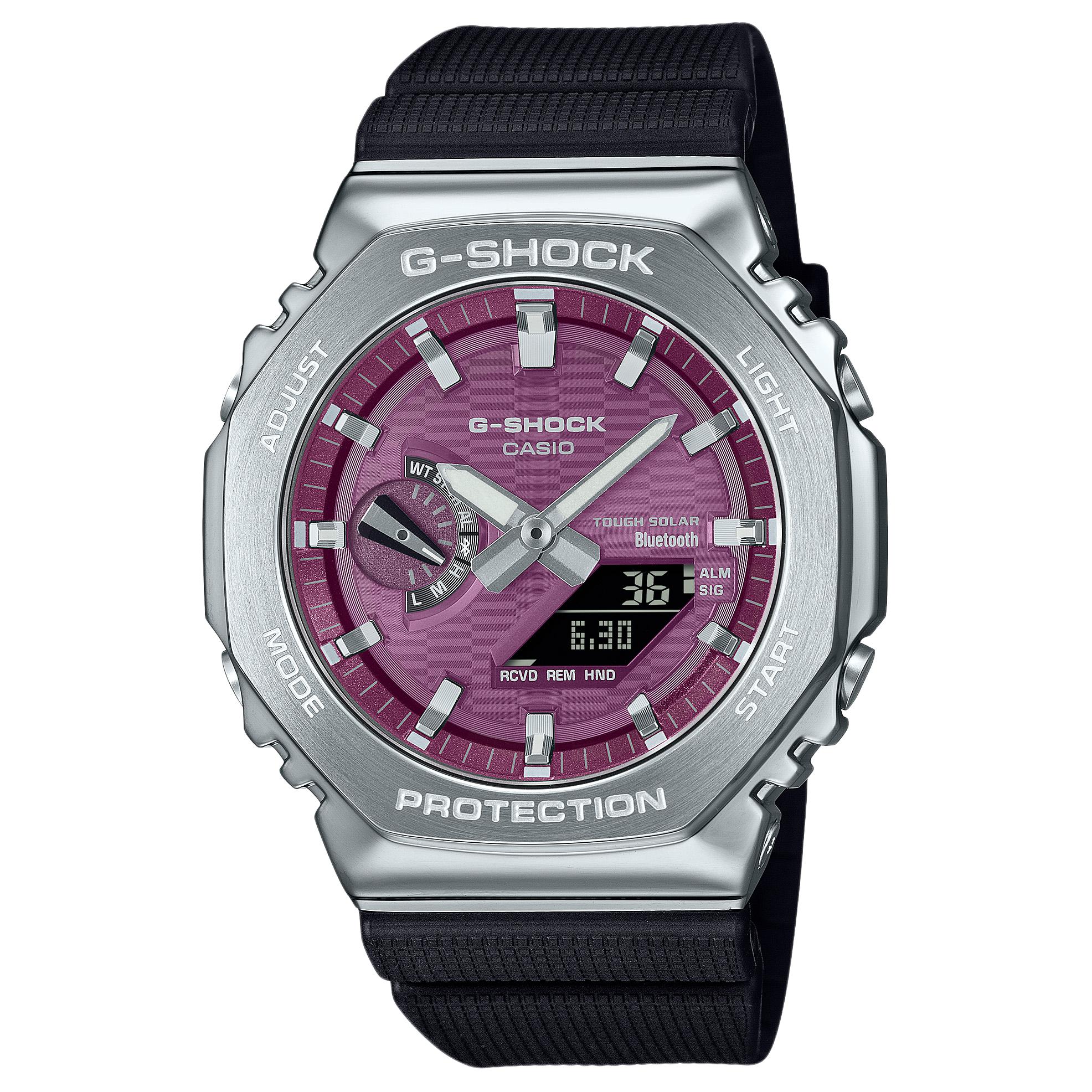 Casio 2100 Series 200M Waterproof Solar Quartz Movement Resin Strap Watch Unisex Watches Purple GBM-2100A-4B Regular Box