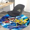 1pc Pokémon Pikachu & Ash Anime Design Round Carpet - Office Chair Mat, Non-Slip Rug for Home Decor, Living Room