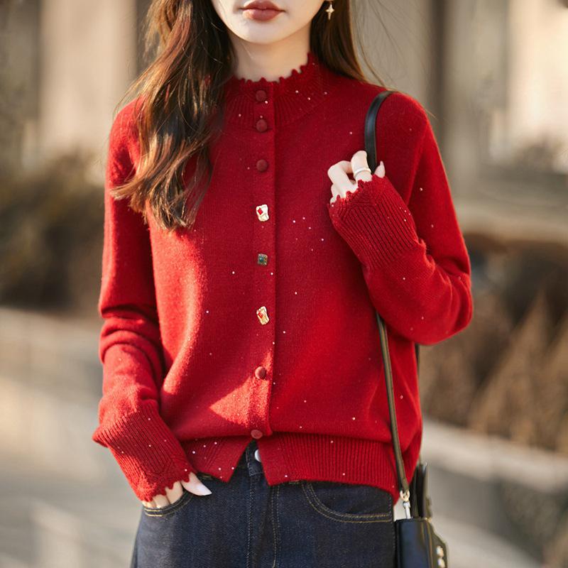 2026 Colorful Women's Slimming Knit Button Cardigan, Plus Size Autumn/Winter Sweater Coat