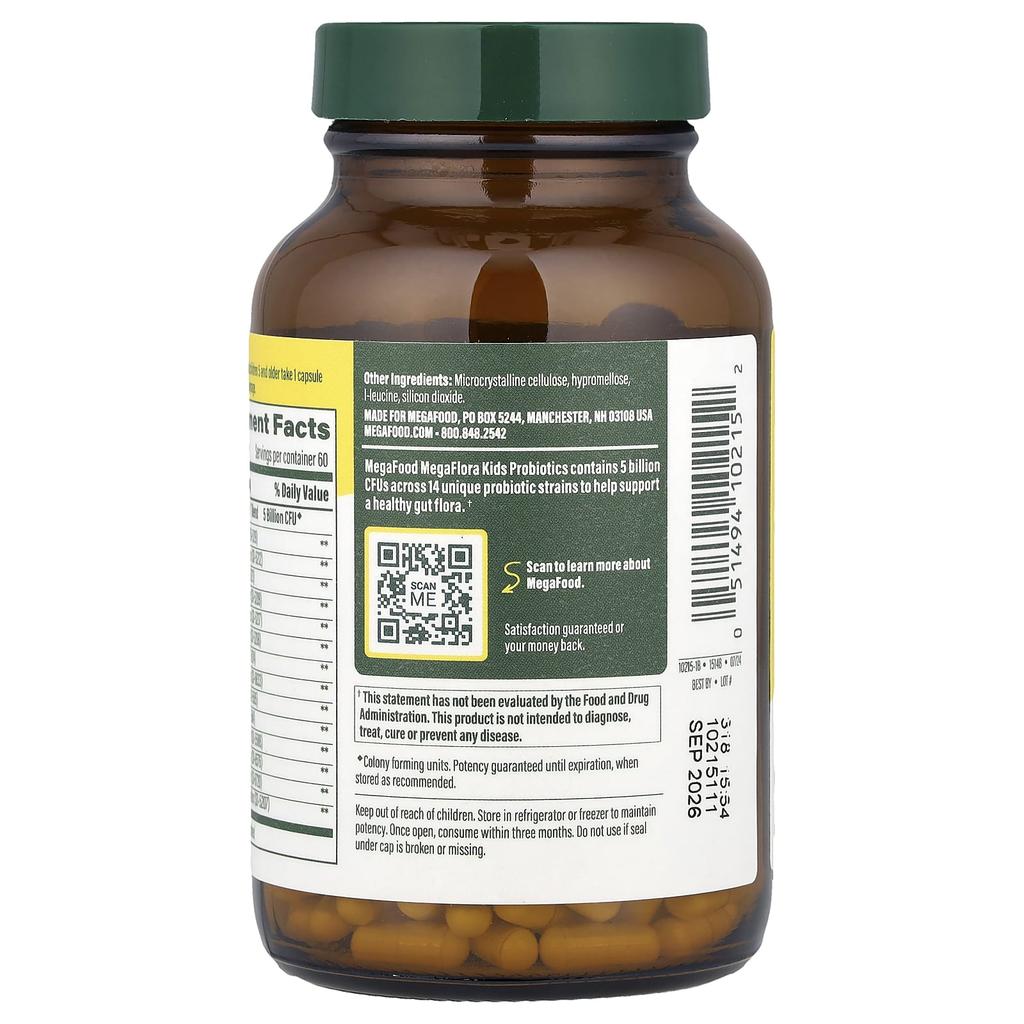 Kids Megaflora™, Daily Probiotic, 5 Billion CFU, 60 Mini Capsules