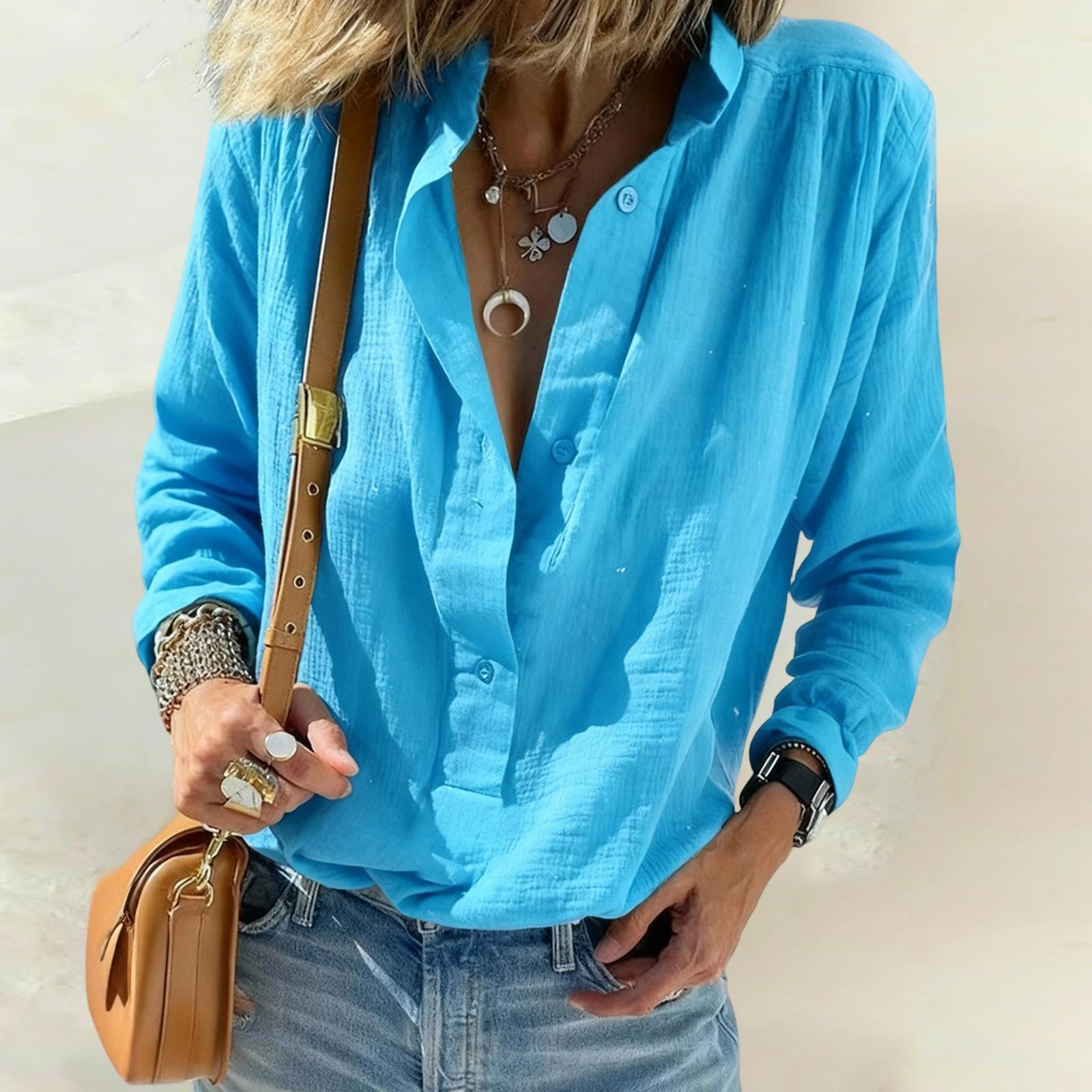 

Women s Fashionable Casual -color Top XL небо синє кольору